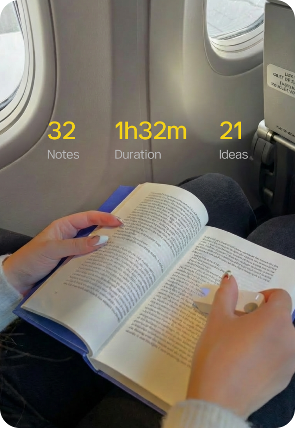 Reader with Mark device scanning book pages